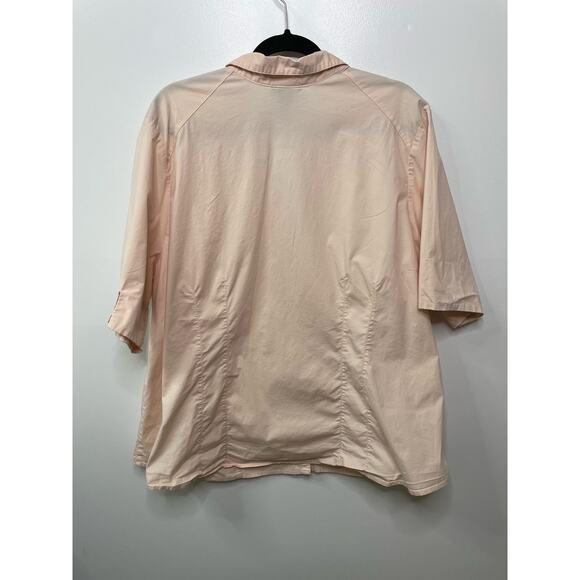 Lane Bryant VNeck Collared Button Up Blouse Light Peach Stretch Plus Size 26 28 - Picture 5 of 9
